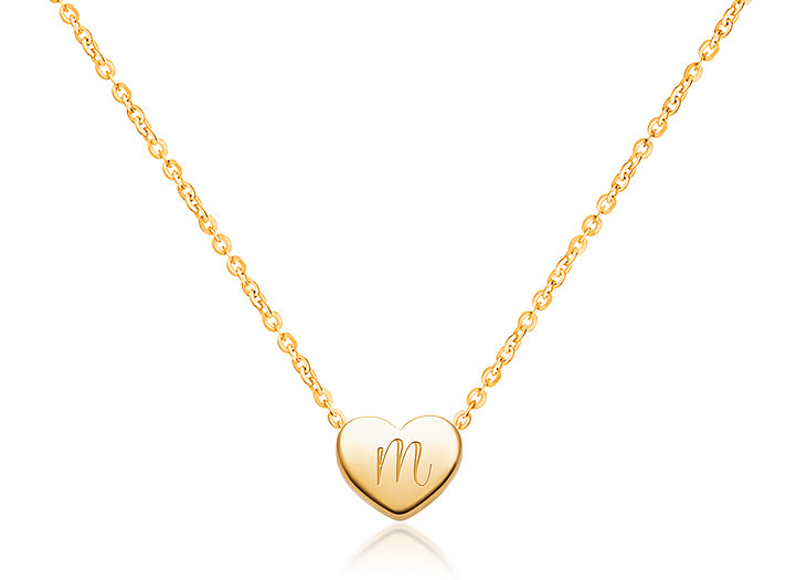 Mini Sliding Heart, Engraved Children’s Necklace for Girls (FREE Personalization) – 14K Gold