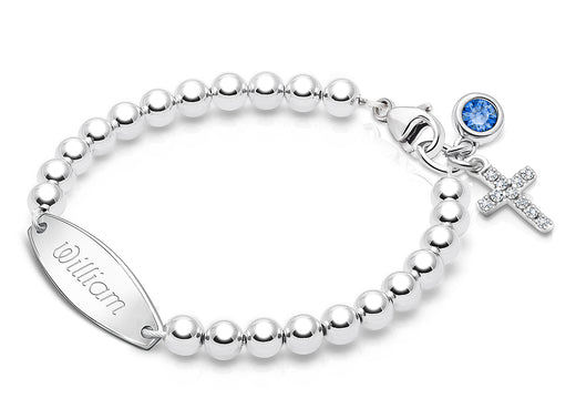 4mm Tiny Blessings Beads, Baby/Children’s Engraved Bracelet for Boys – Sterling Silver