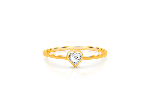 My 1st Diamond Ring, Size 5, Children’s Heart-Cut Genuine Diamond Ring for Girls – 14K Gold