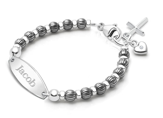 Boy’s Oxidized Silver, Baby/Children’s Engraved Bracelet – Sterling Silver