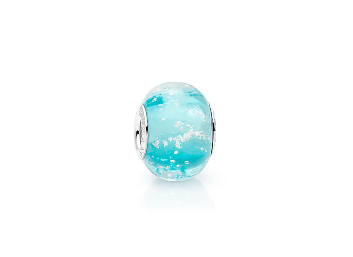 March Birthstone, Sterling Silver and Aquamarine Blue Murano Glass (Hand Made in Italy) – Children’s Adoré™ Charm