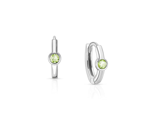 August Birthstone 9mm Huggie Hoops, Swarovski® Crystal Baby/Children’s Earrings – Sterling Silver