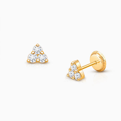 ‘H’ Initial Studs Personalized Baby/Children’s Earrings, Screw Back – 14K Gold