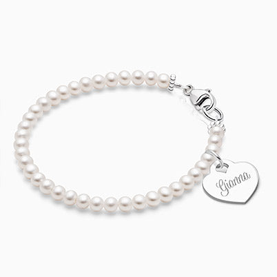 3mm Tiny Blessings Beads, Baby/Children’s Beaded Bracelet for Girls (INCLUDES Engraved Charm) – Sterling Silver