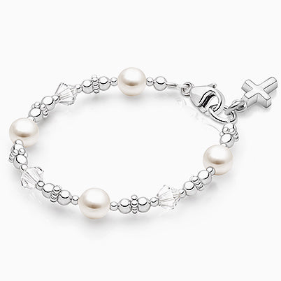 Timeless Pavé CZ 11mm Huggie Hoops with Pearl Dangle, Christening/Baptism Baby/Children’s Earrings – Sterling Silver
