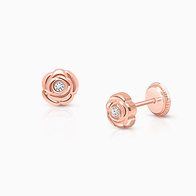 Wish Upon a Star, Baby/Children’s Earrings, Screw Back – 14K Rose Gold