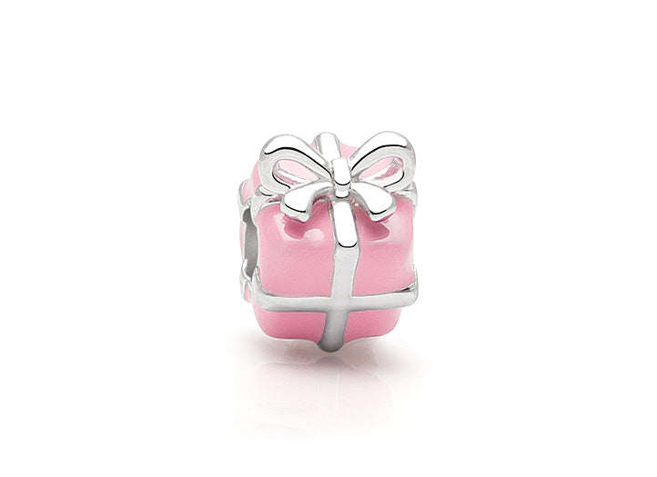 Just For You, Sterling Silver and Pink Enamel Present – Children’s Adoré™ Charm