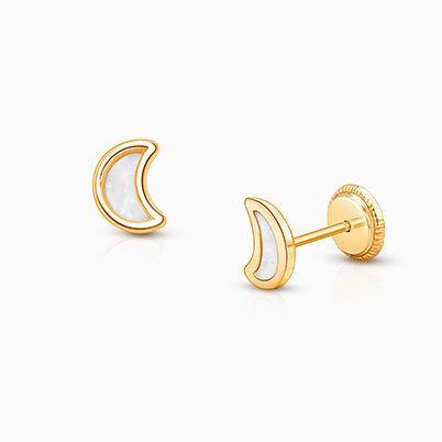 ‘X’ Initial Studs Personalized Baby/Children’s Earrings, Screw Back – 14K Gold