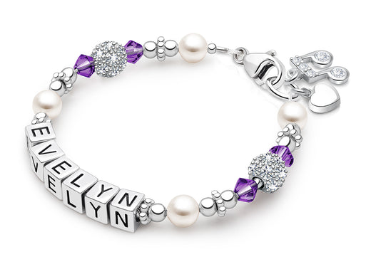 Birthstone, Teen’s Name Bracelet for Girls (All 12 Birthstones Avail) – Sterling Silver