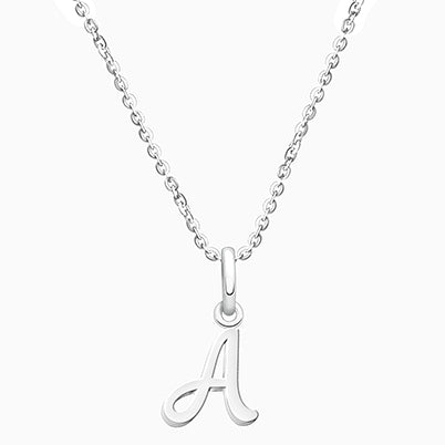 Cursive Initial, Communion Personalized Children’s Necklace for Girls (Includes Religious Charm) – Sterling Silver