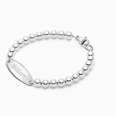 Modern Bar, Baby/Children’s Engraved ID Bracelet for Boys – Sterling Silver