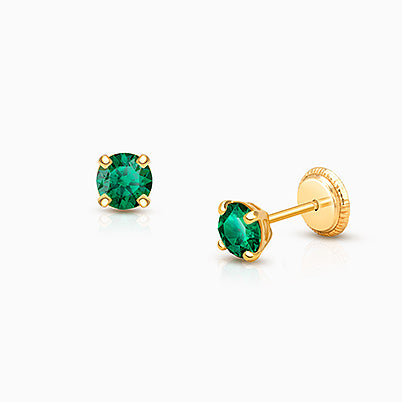 Pavé Bar, Clear CZ Teen’s Earrings, Screw Back – 14K Gold