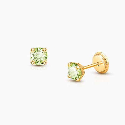 Miraculous Cross, Clear CZ Teen’s Earrings, Screw Back – 14K Gold