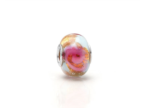 English Rose, Sterling Silver and Multi-Colored Floral Murano Glass (Hand Made in Italy) – Children’s Adoré™ Charm