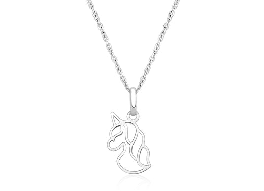 Unicorn Dreams, Children’s Necklace for Girls – 14K White Gold