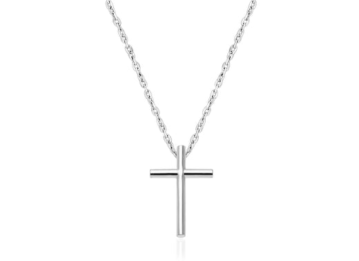 Rounded Cross, Children’s Necklace for Girls – 14K White Gold