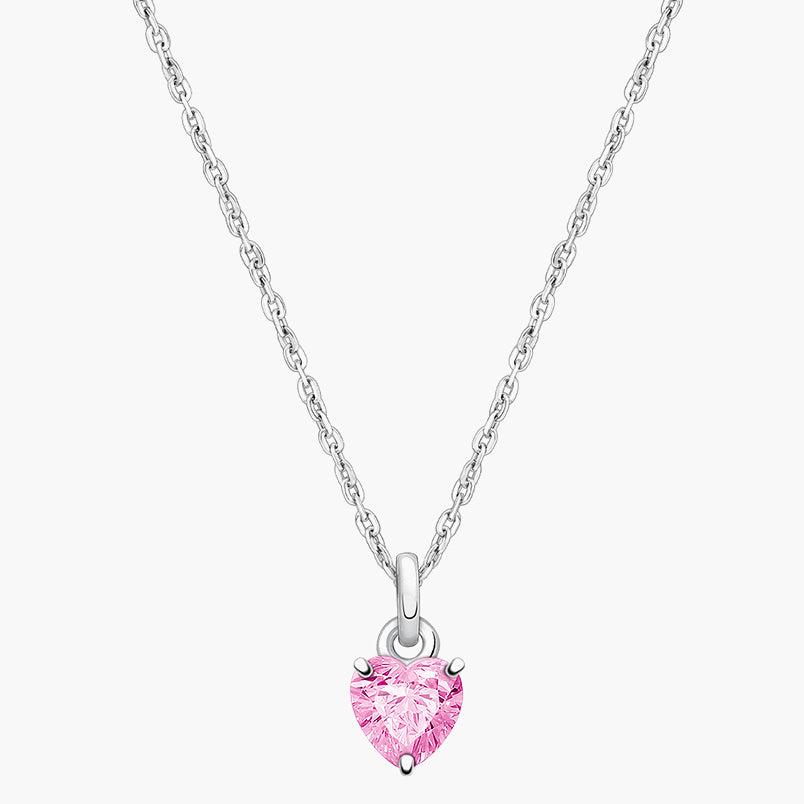 Gia™ Little Love, Pink CZ Heart Children’s Necklace for Girls – Sterling Silver