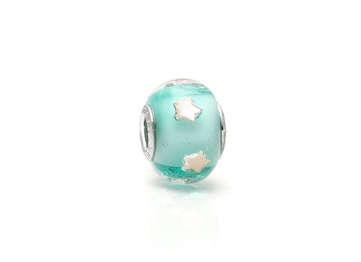 Shooting Stars, Sterling Silver and Star Flecked Blue Murano Glass (Hand Made in Italy) – Children’s Adoré™ Charm