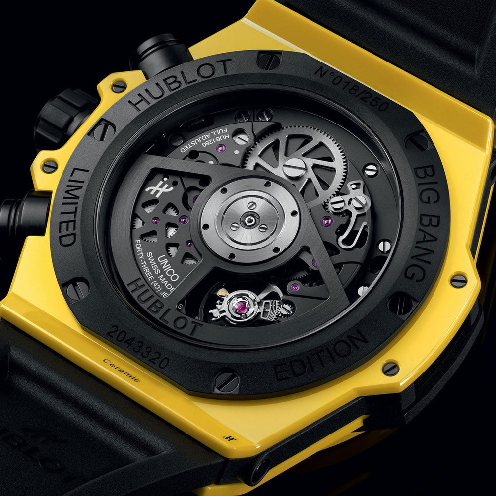 Unworn Big Bang Unico Yellow Magic 44, 421.CY.471Y.RX, box and papers