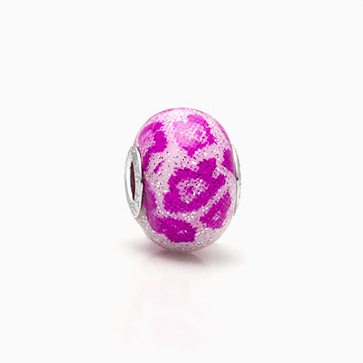 Peachy Princess, Sterling Silver and Pink & White Polka Dot Murano Glass (Hand Made in Italy) – Children’s Adoré™ Charm