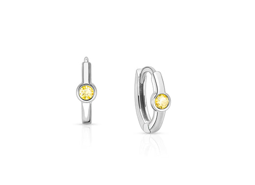 November Birthstone 9mm Huggie Hoops, Swarovski® Crystal Baby/Children’s Earrings – Sterling Silver