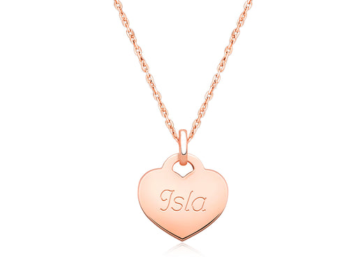 14K Rose Gold Baby Heart, Engraved Communion Children’s Necklace for Girls (FREE Personalization) – 14K Rose Gold