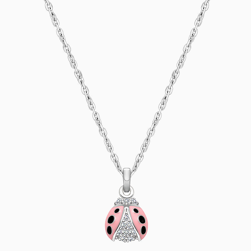 Blissful Heart, Children’s Pink/Clear CZ Necklace for Girls – Sterling Silver