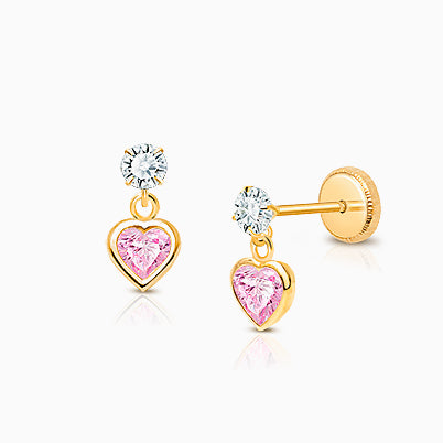 Lovely Butterfly, Clear CZ Teen’s Earrings, Screw Back – 14K Gold