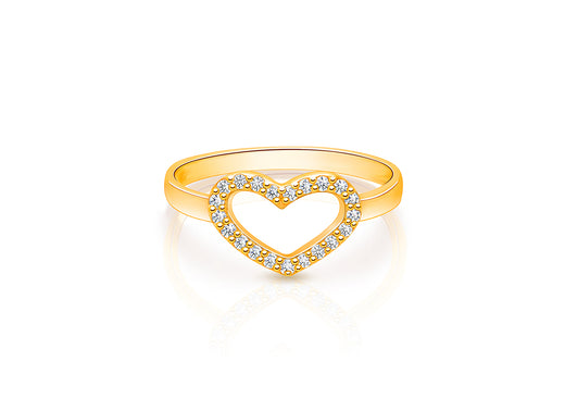 Heart of a Princess, Pavé CZ Children’s Ring for Girls – 14K Gold