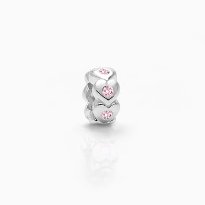 Peachy Princess, Sterling Silver and Pink & White Polka Dot Murano Glass (Hand Made in Italy) – Children’s Adoré™ Charm