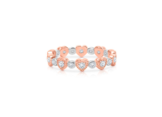 Rosabella™ Dreamy Hearts, Clear CZ Children’s Two-Tone Ring for Girls – Sterling Silver