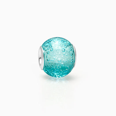 Buried Treasure, Sterling Silver and Waved Aqua Blue & Gold Murano Glass (Hand Made in Italy) – Children’s Adoré™ Charm