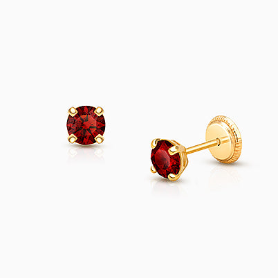 January Birthstone Studs, 4mm Swarovski® Crystal Teen’s Earrings, Screw Back – 14K Gold