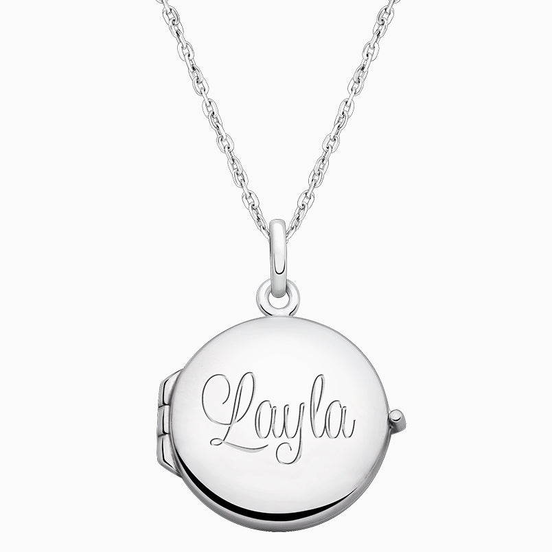 Round Locket, Engraved Teen’s Necklace for Girls (FREE Personalization) – Sterling Silver