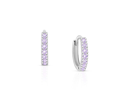 Timeless Pavé Lavender CZ 9mm Huggie Hoops, Baby/Children’s Earrings – Sterling Silver