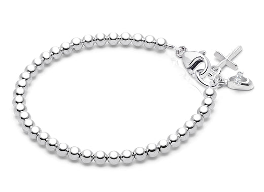 3mm Tiny Blessings Beads, Christening/Baptism Baby/Children’s Beaded Bracelet for Girls – Sterling Silver