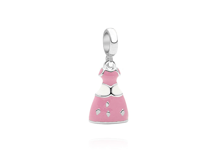 Once Upon a… Dream Dress, Sterling Silver Pink Princess Dress – Children’s Adoré™ Dangle Charm