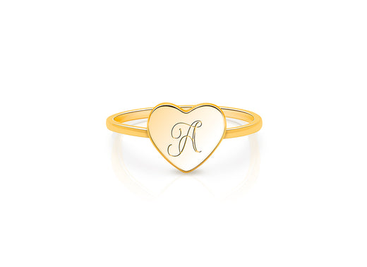 Heart Signet, Size 5, Engraved Teen’s Ring (FREE Personalization) – 14K Gold