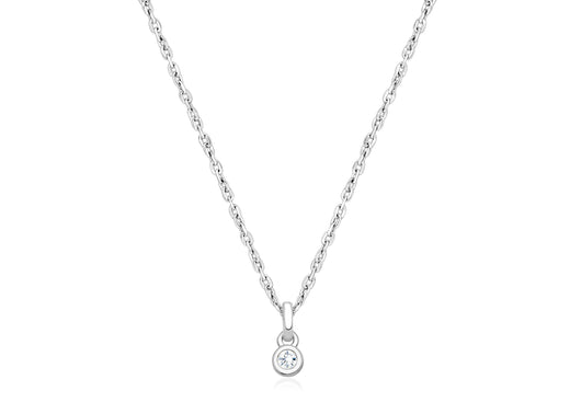 My 1st Diamond, Teeny Tiny Children’s Necklace with Genuine Diamond for Girls – 14K White Gold