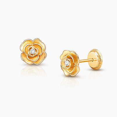 ‘X’ Initial Studs Personalized Baby/Children’s Earrings, Screw Back – 14K Gold