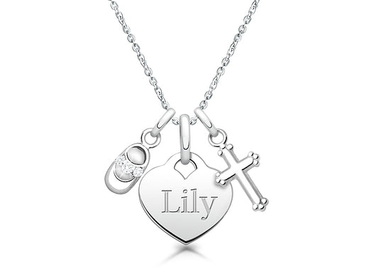 Baby Heart, Communion Children’s Necklace for Girls (50+ Optional Charms & FREE Engraving) – Sterling Silver