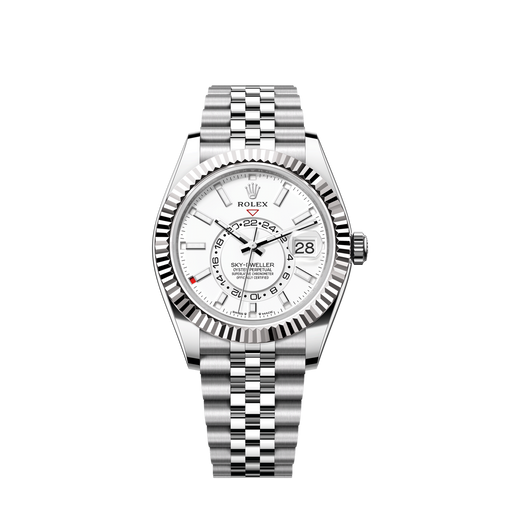 Sky-Dweller, 42mm, Oystersteel and 18k White Gold, White, Jubilee, Ref# 336934-0004