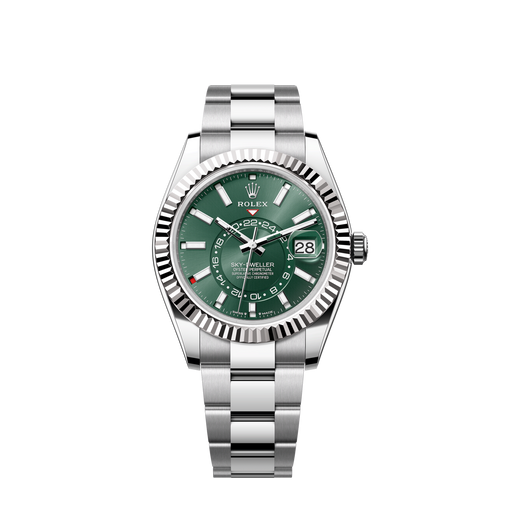 Sky-Dweller, 42mm, Oystersteel and 18k White Gold, Green, Oyster, Ref# 336934-0001
