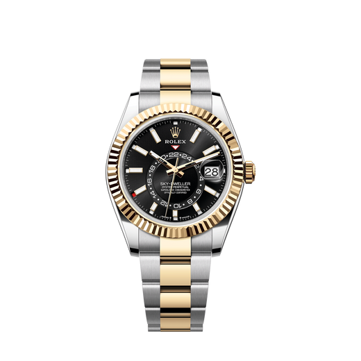 Sky-Dweller, 42mm, Oystersteel and 18k Yellow Gold, Black, Oyster, Ref# 336933-0003