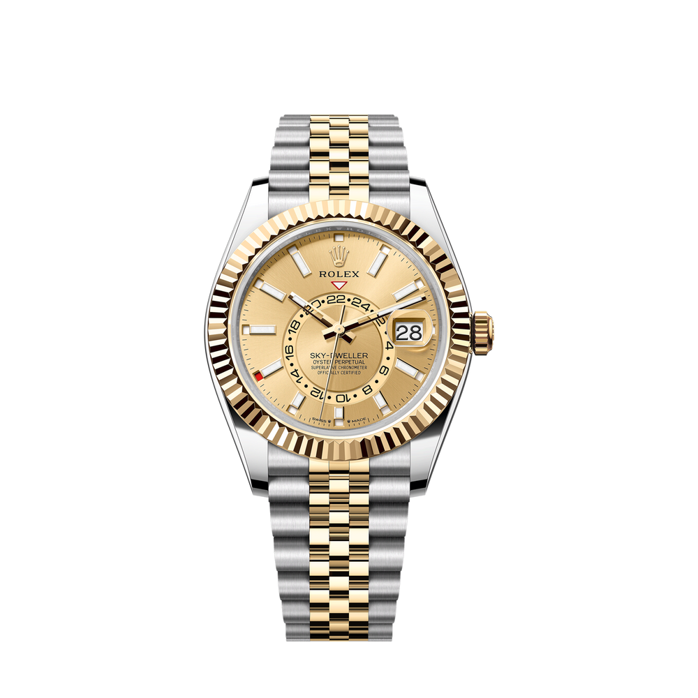 Sky-Dweller, 42mm, Oystersteel and 18k Yellow Gold, Champagne, Jubilee,Ref# 336933-0002