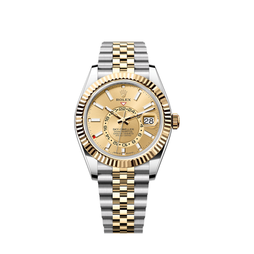 Sky-Dweller, 42mm, Oystersteel and 18k Yellow Gold, Champagne, Jubilee,Ref# 336933-0002