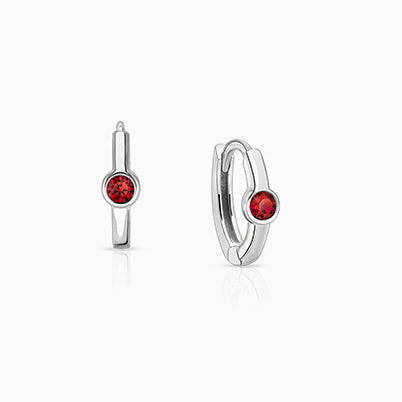 March Birthstone 9mm Huggie Hoops, Swarovski® Crystal Baby/Children’s Earrings – Sterling Silver