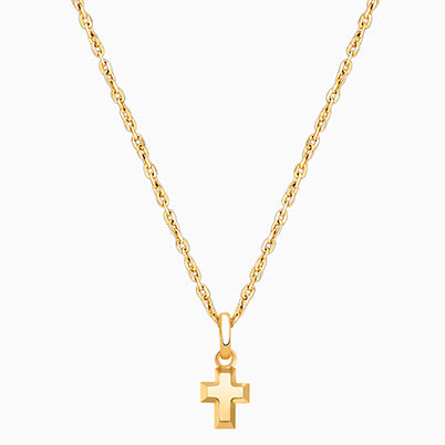 Rounded Cross, Teen’s Necklace for Girls – 14K Gold