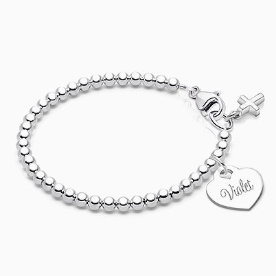 Small Heart, Christening/Baptism Children’s Necklace for Girls (50+ Optional Charms & FREE Engraving) – Sterling Silver