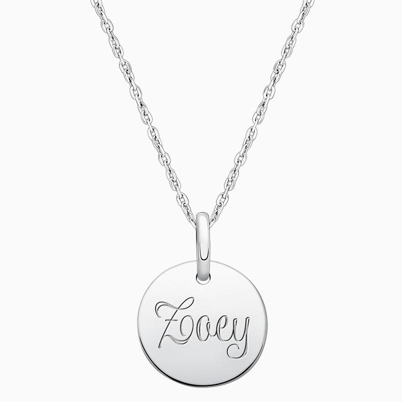 Baby Round, Communion Engraved Children’s Necklace for Girls (FREE Personalization) – Sterling Silver